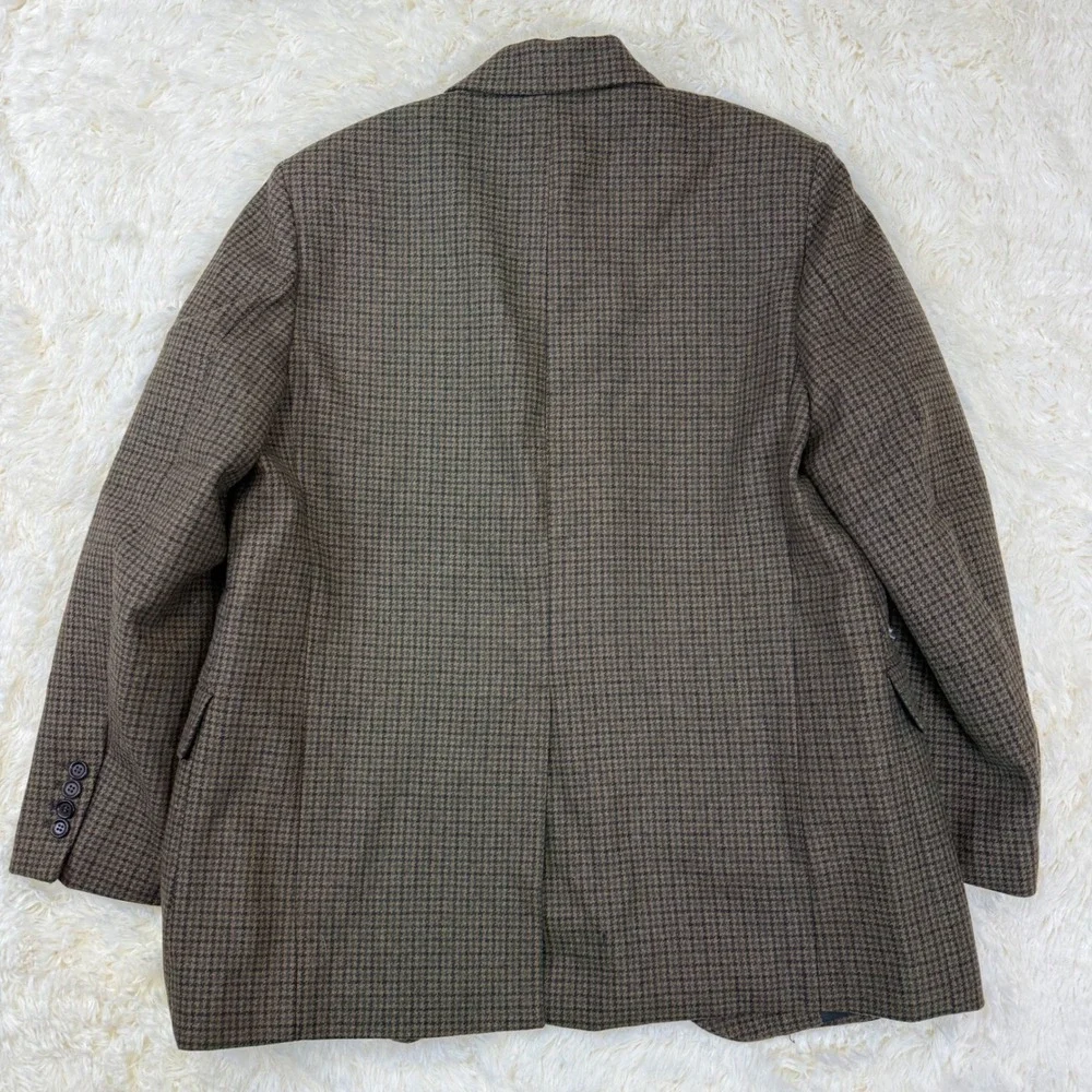 Zara Blazer Mens Large Brown Houndstooth Wool Blend Two Button Sport Coat